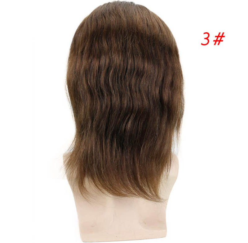 12inch Long Hair Mens Toupee10"×8"Hairpieces for Men 100%European Virgin Human Hair Replacement System Hair Topper for Men 4#