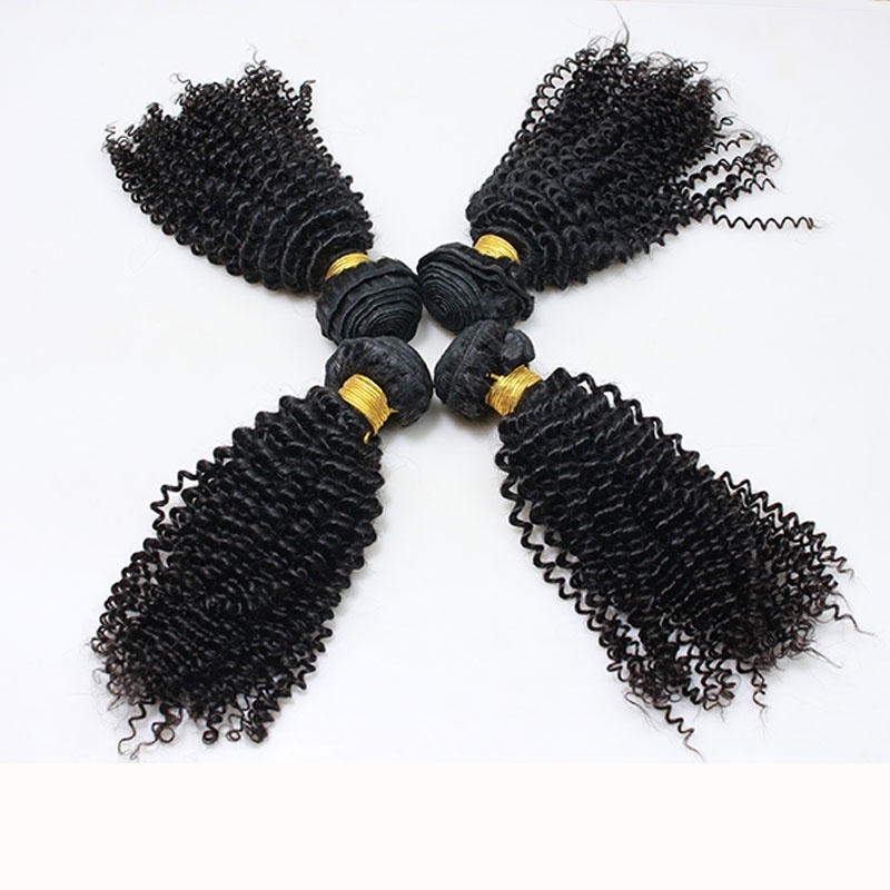 Natural Corlor Malaysian Virgin Human Kinky Curly Hair Weave 4 Bundles