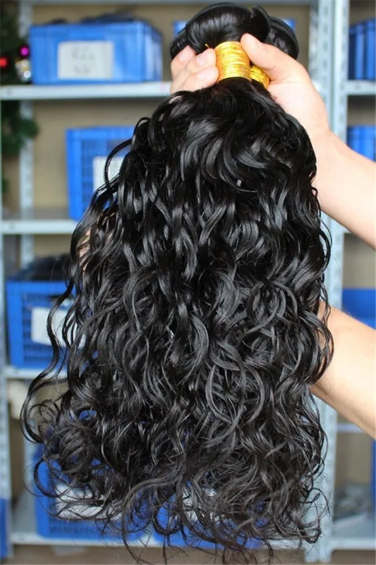 Water Wave 4 Bundles Malaysian Virgin Human Hair Extensions Weave Natural Color