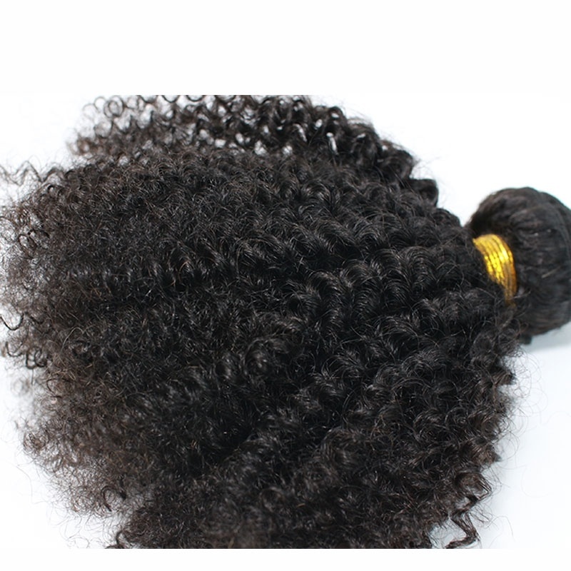 Afro Kinky Curly Indian Remy Human Hair Extension 4 Bundles Natural Color