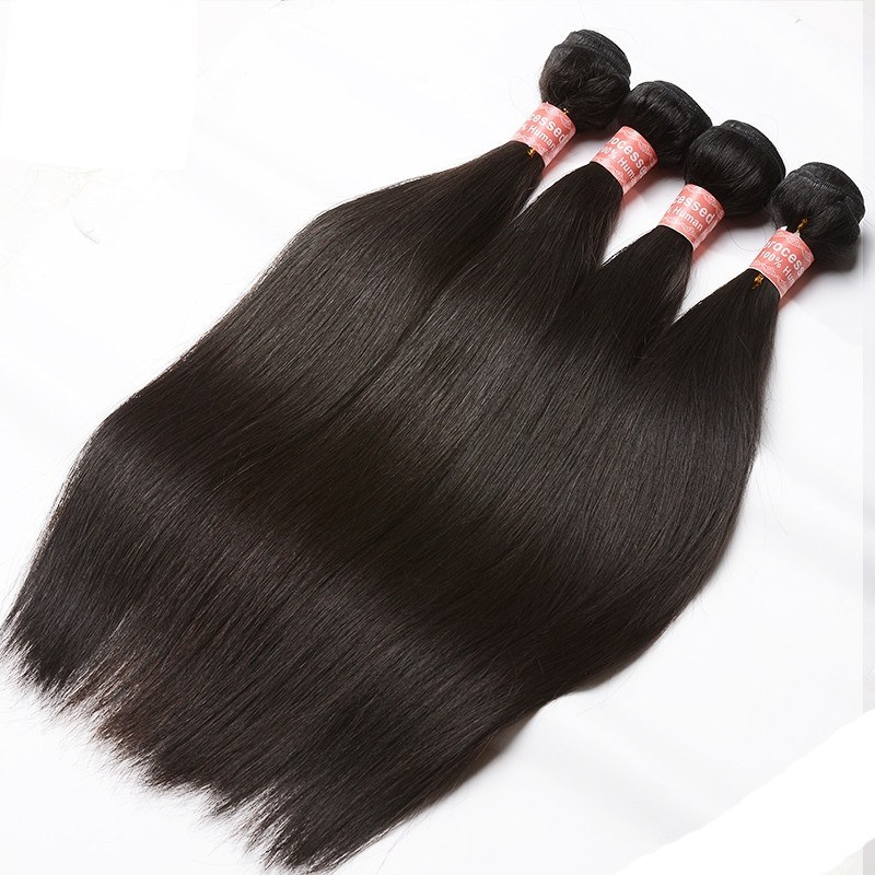 Natural Color Silky Straight Malaysian Virgin Human Hair Extensions 4 Bundles