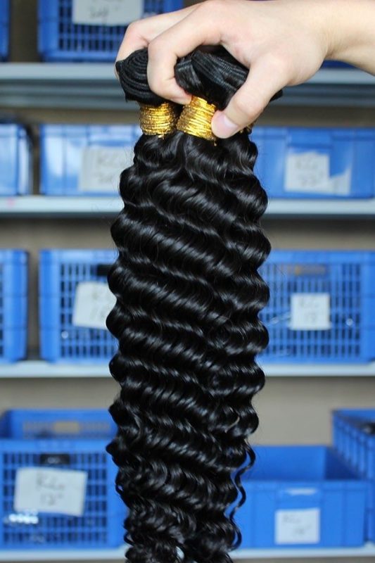 Indian Virgin Human Hair Extensions Deep Wave Human Hair 4 Bundles Natural Color