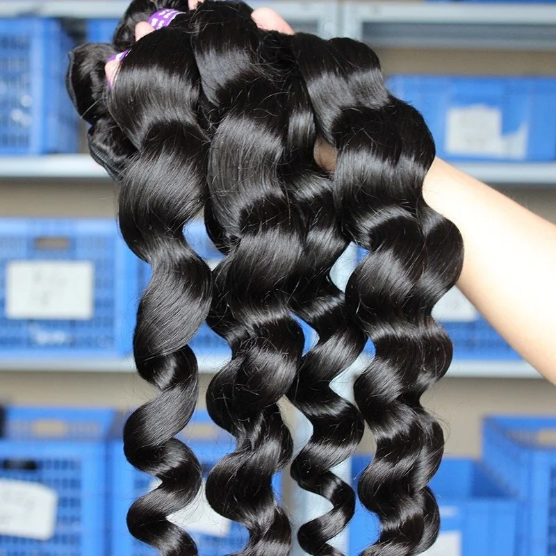 Natural Color Loose Wave Peruvian Virgin Human Hair Weave 4pcs Bundles