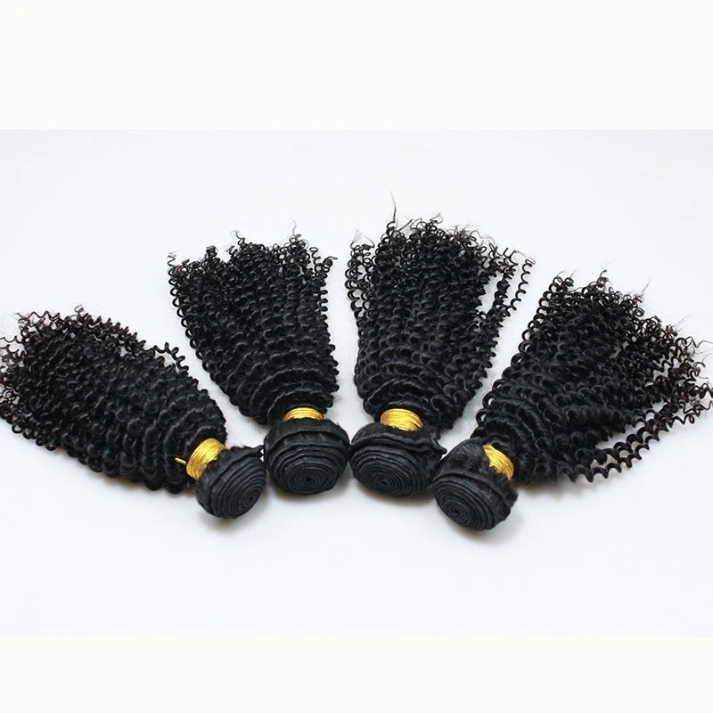 Kinky Curly Indian Remy Human Hair Extension 4 Bundles Natural Color