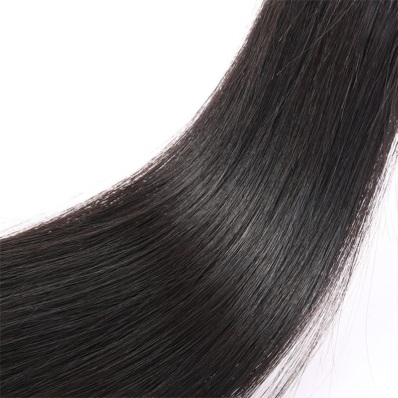 Natural Color Silky Straight Malaysian Virgin Human Hair Extensions 4 Bundles