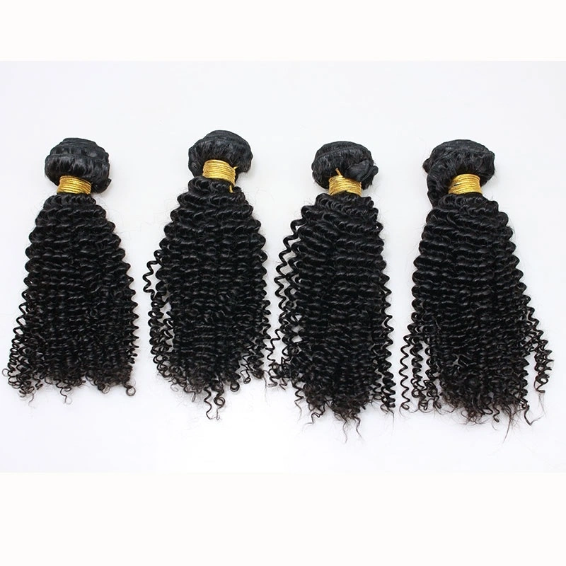 Kinky Curly Indian Remy Human Hair Extension 4 Bundles Natural Color