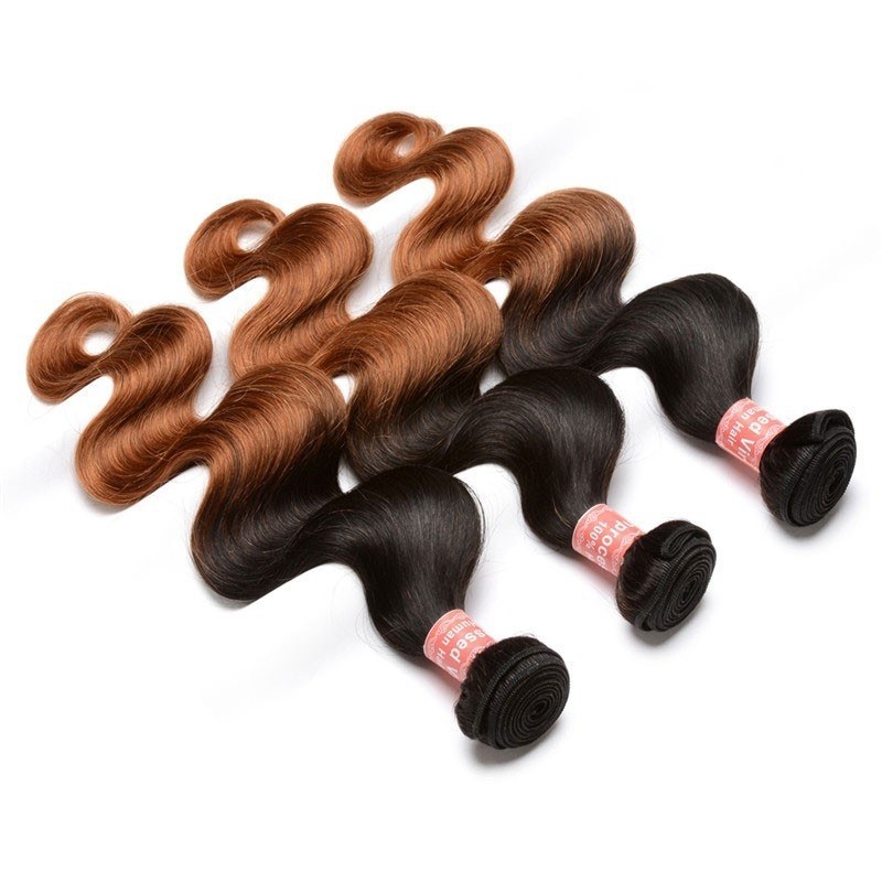 Body Wave 1B/30 Ombre Color Brazilian Virgin Human Hair Weave 4 Bundles