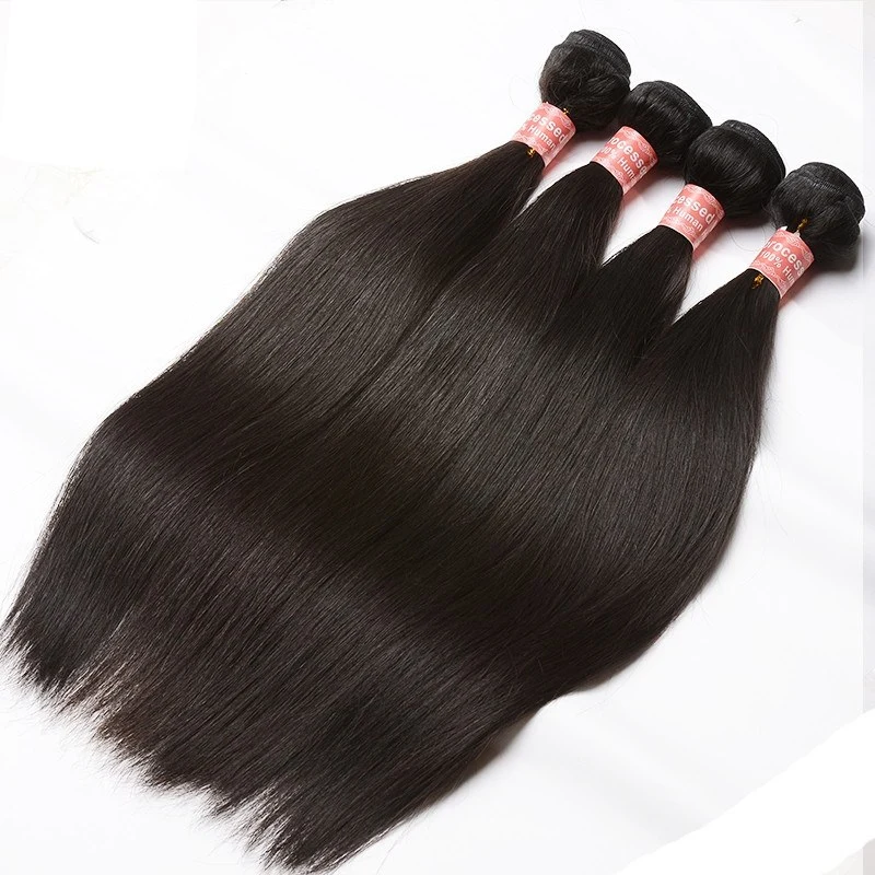 Natural Color Silk Straight Brazilian Virgin Human Hair Weaves 4pcs Bundles