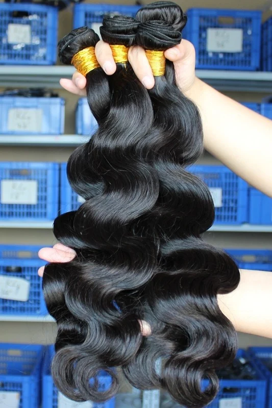 Indian Remy Human Hair Extension Weave Body Wave 4 Bundles Natural Color