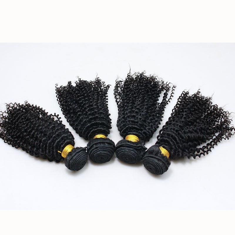 Natural Corlor Malaysian Virgin Human Kinky Curly Hair Weave 4 Bundles