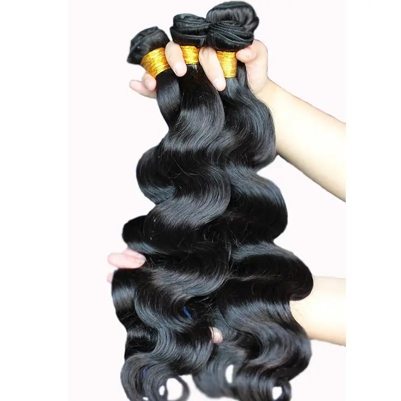 Indian Virgin Human Hair Extensions Weave Body Wave 4 Bundles Natural Color