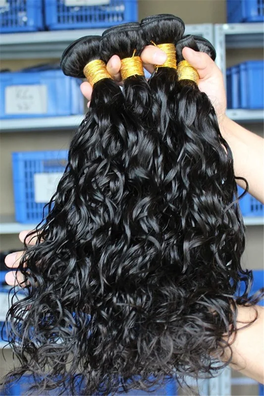 Peruvian Water Wave Hair Weave 4pcs Bundles Virgin Human Hair Natural Color