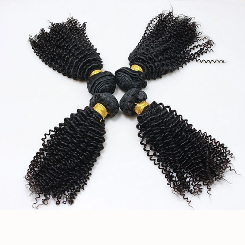 Kinky Curly Indian Remy Human Hair Extension 4 Bundles Natural Color