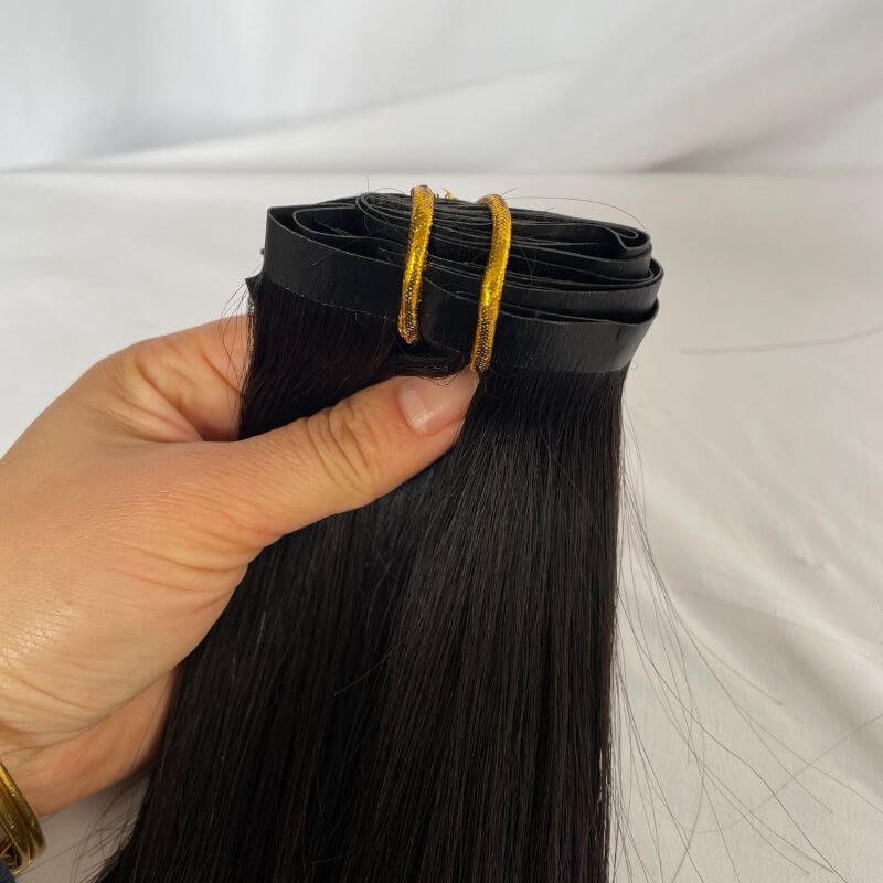 Eseewigs 12A Tape Clips Extension Straight Hair Extensions Virgin Hair Clips Tape In Hair For Black Woman Real Human Hiar