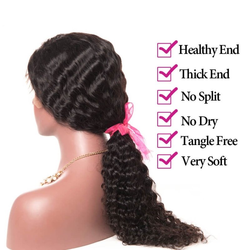 Pre-Plucked 300% Density Wigs  Human Hair Wigs Deep Wave Natural Hair Line Brazilian Lace Wigs