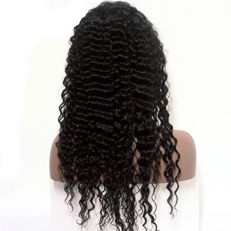 300% Density lace Wigs Deep Wave Pre-Plucked Natural Hair Line Indian Hair Lace Wigs with Baby Hair for Black Women