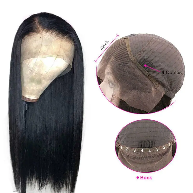 Silky Straight Lace Front Wig Brazilian Remy Human Hair Pre Plucked 300 Density Lace Wig with Baby Hair for Women