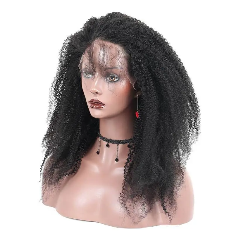 300% Density Afro Kinky Curly Lace Front Human Hair Wigs Brazilian Virgin Hair  Wigs