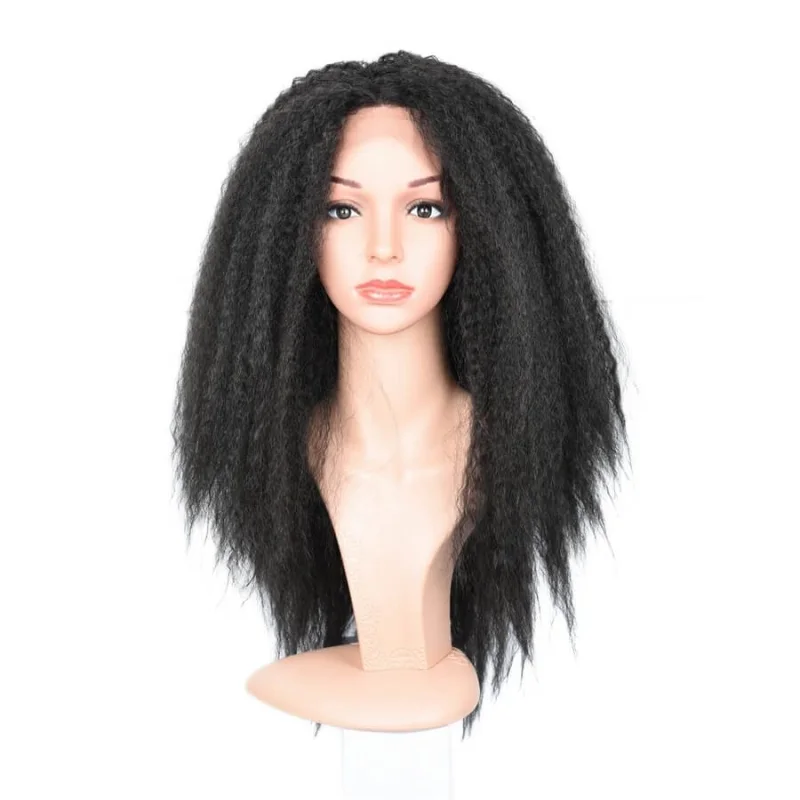 300% Density Wigs Kinky Straight Pre-Plucked Glueless Human Hair Lace Front Wigs Natural Hair Line for Black Women