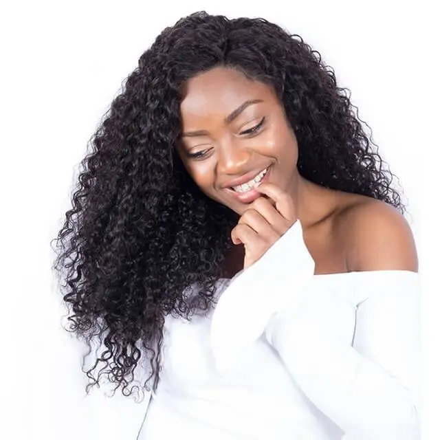 300% Density African American Lace Front Wigs For Women Brazilian Curly Human Hair Lace Wig Pre Plucked Full Ends