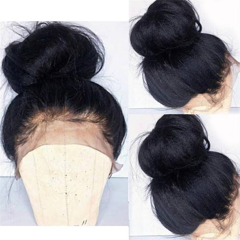 Light Yaki Straight 300% Density Lace Front Wig with Baby Hair Malaysian Virgin Hair  Human Hair Wig