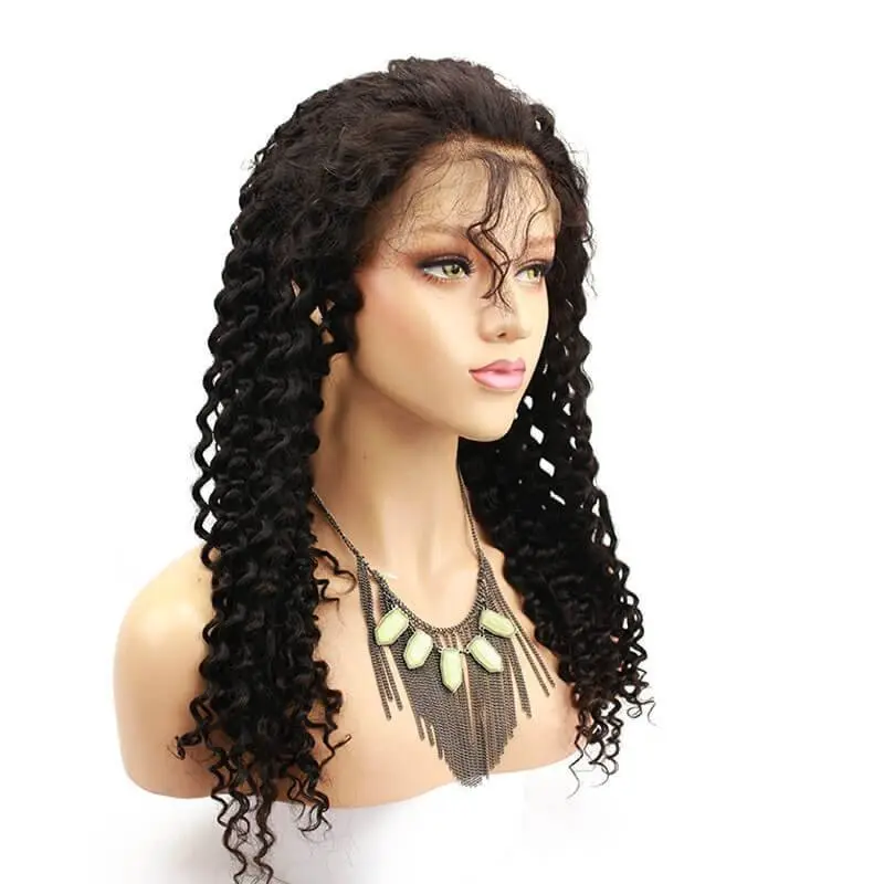 300% Density Deep Curly Lace Front Human Hair Wigs for Black Women Pre-Plucked 100% Human Hair Wigs With Baby Hair