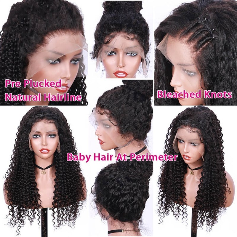 300% High Density Deep Curly  Human Hair Wigs 7A Brazilian Hair Wigs for Black Women