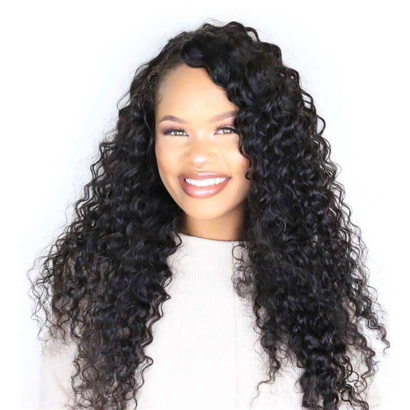 300% Density Wig Pre-Plucked  Human Hair Wigs Deep Wave Brazilian Lace Wigs Natural Hair Line