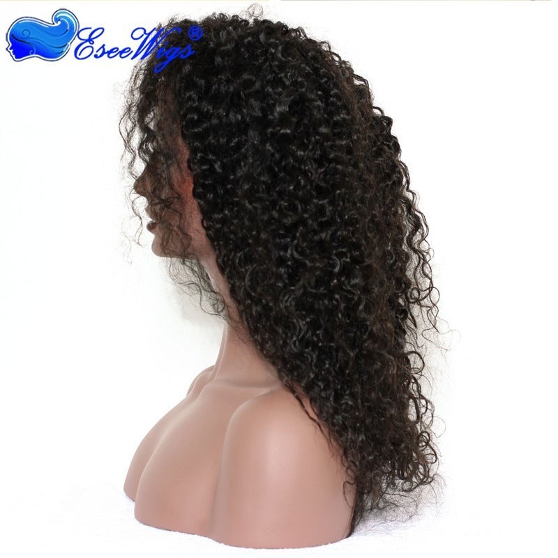 300% Density Kinky Curly Pre-Plucked  Wigs Malaysian Virgin Hair Lace Front Wigs Natural Hair Line