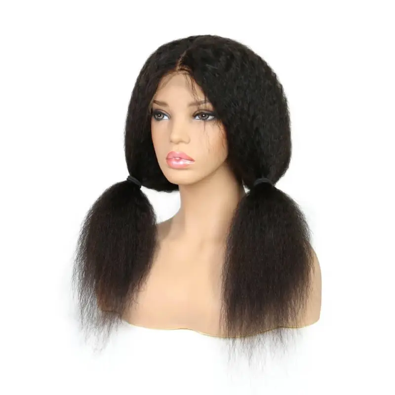 Kinky Straight 300% Density Wigs Glueless  Human Hair Wigs Natural Hair Line for Black Women