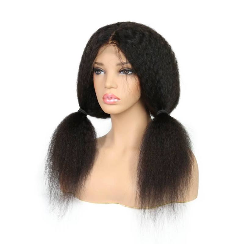 Kinky Straight 300% Density Wigs Glueless  Human Hair Wigs Natural Hair Line for Black Women