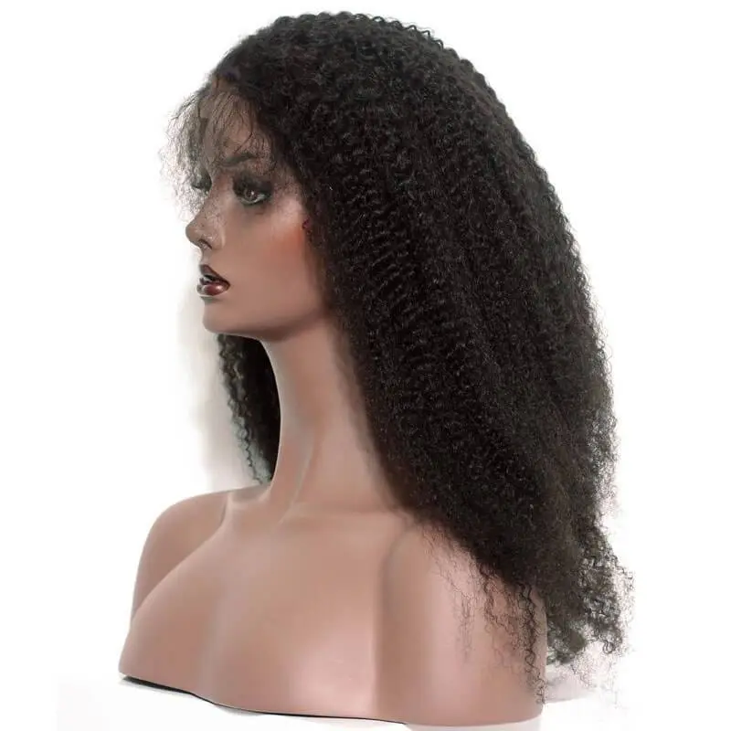 Afro Kinky Curly Peruvian Virgin Hair 300% Density  Wigs with Baby Hair Glueless Lace Front Human Hair Wig