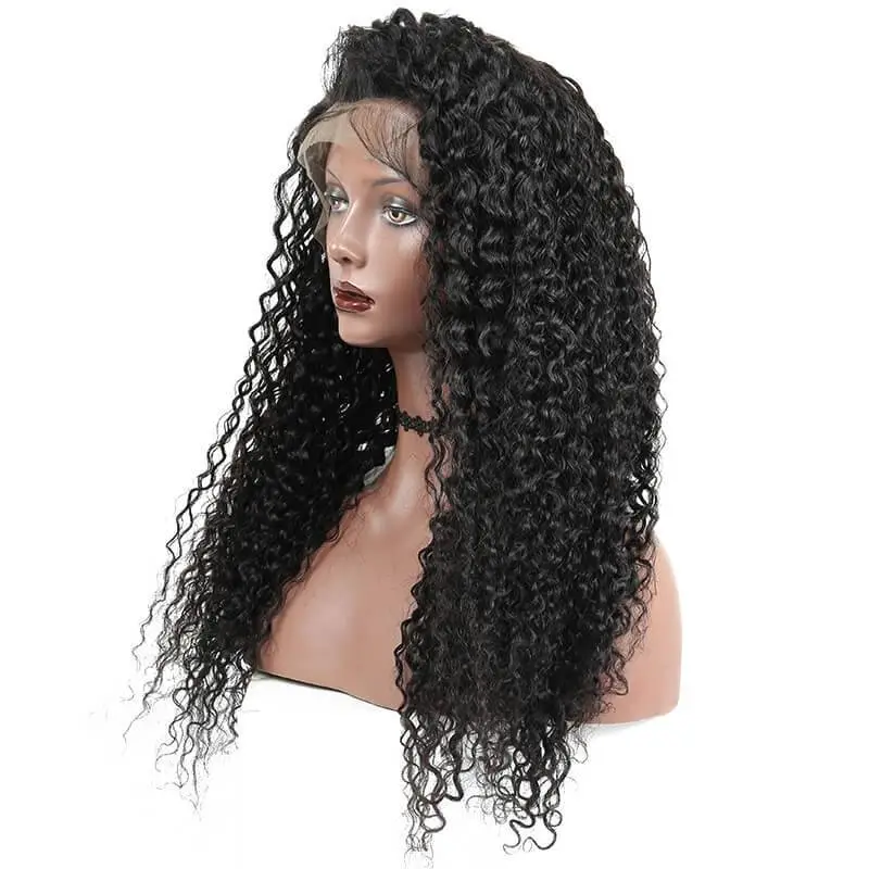 300% Density Pre-Plucked Kinky Curly Human Hair Wigs Natural Hair Line Lace Front Wigs Malaysian Virgin Hair