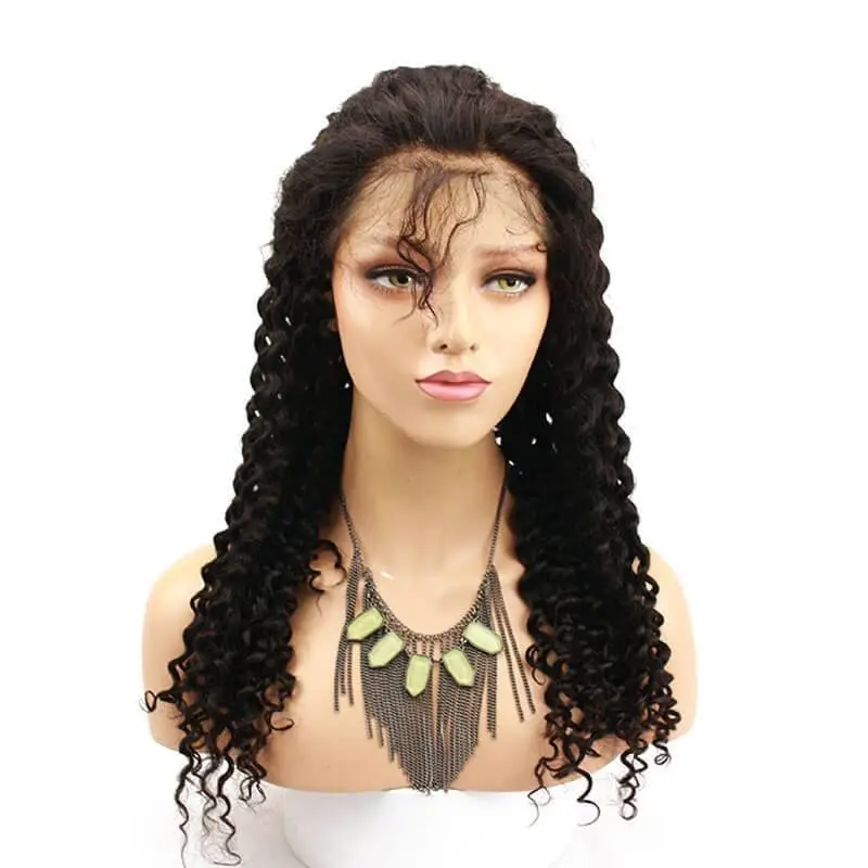 300% Density Deep Curly Lace Front Human Hair Wigs for Black Women Pre-Plucked 100% Human Hair Wigs With Baby Hair