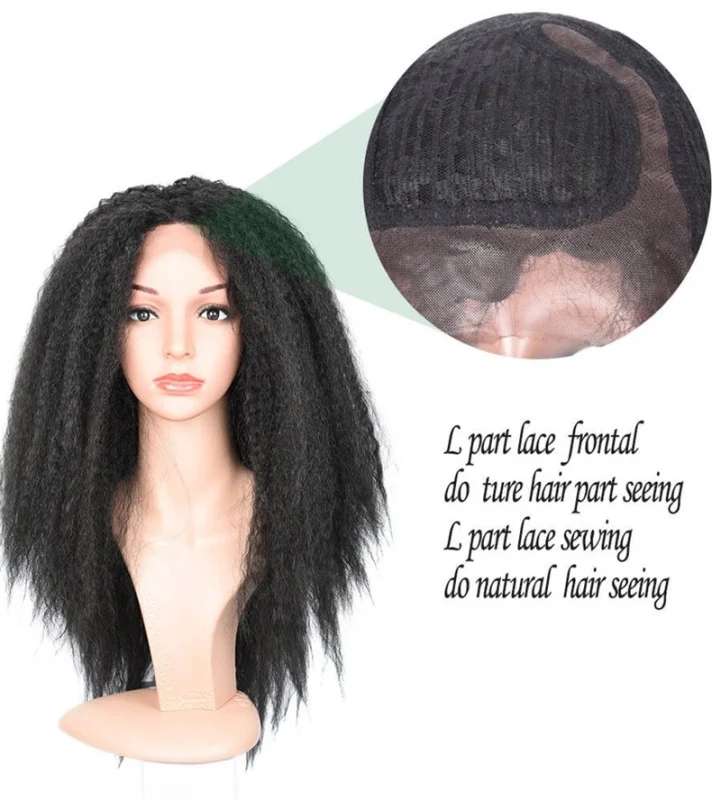 300% Density Wigs Kinky Straight Pre-Plucked Glueless Human Hair Lace Front Wigs Natural Hair Line for Black Women