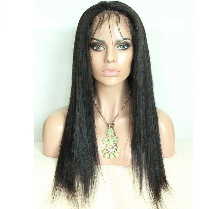 300% Density Coarse Yaki Lace Front Human Hair Wigs Brazilian Kinky Straight Lace Wig  Human Hair Wigs