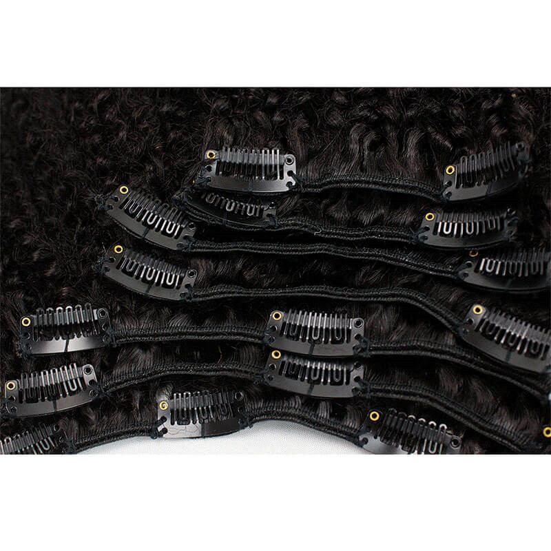 Afro Kinky Curly Clip In Hair Extensions 4B 4C Brazilian Remy Human Hair 7pcs/Set Full Head 120g Natural Black Hair Extension