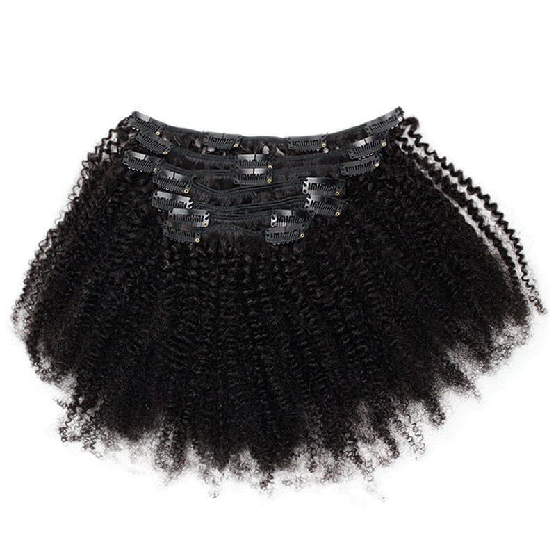 Afro Kinky Curly Clip In Hair Extensions 4B 4C Brazilian Remy Human Hair 7pcs/Set Full Head 120g Natural Black Hair Extension