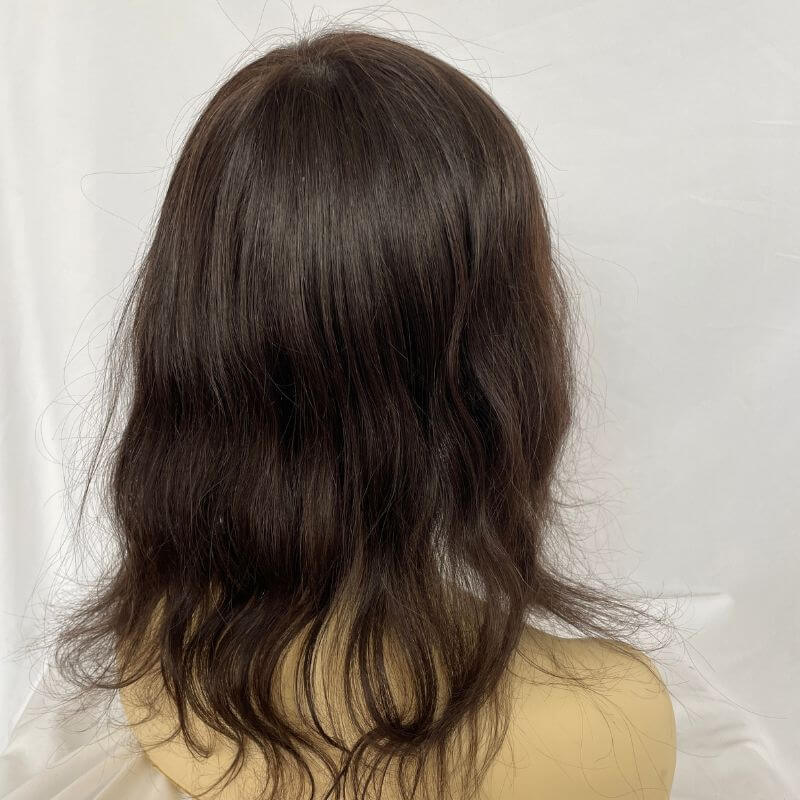 Long Human Hair Wigs Full Skin Pu Base  12 Inch for Women  Natural Hairline Silky Straight Wave 8x10 #2 Dark Brown Color Women Human Hair Wigs
