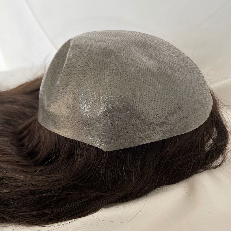 Long Human Hair Wigs Full Skin Pu Base  12 Inch for Women  Natural Hairline Silky Straight Wave 8x10 #2 Dark Brown Color Women Human Hair Wigs