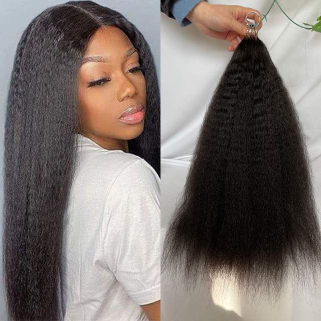 Feather Line Hair Extensions 100% Human Hair Natural Brazilian Human Hair Full Head Professional Hair Feathers 1B# Straight hair