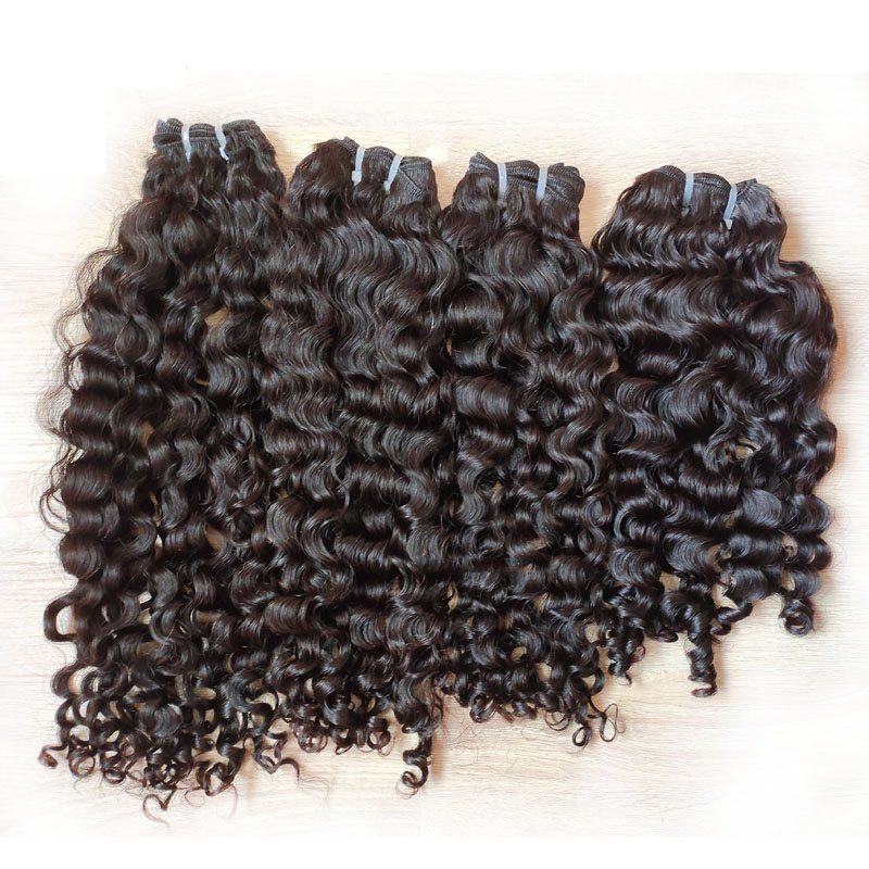 Extensions De Cheveux Burmese Curl - 3 Bundles Cheveux Humains Bouclés 51 Cm - Brun Doré