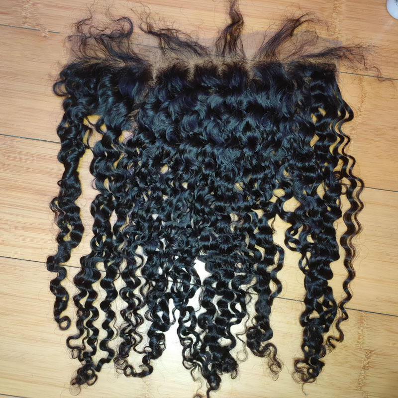 New Grade 12A Virgin Haiir Weave Bundles Frontal Raw Cambodian Soft Kinky Curly Hair Bundles With Lace Frontals Can Be Dyed