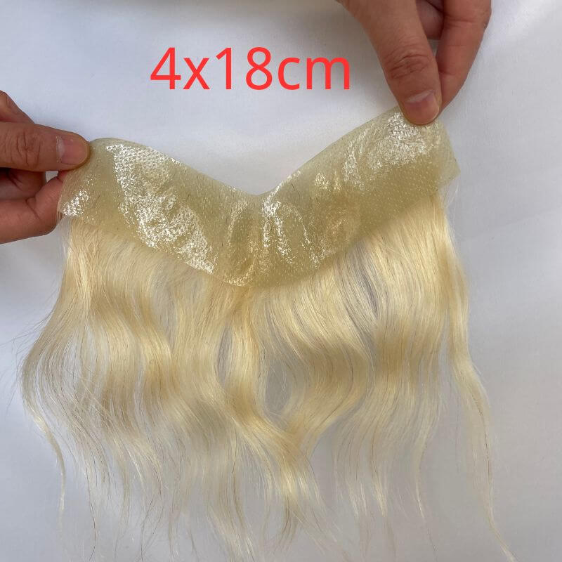 Men's Hair System Naturel Hairline 100% Real Human Hair V Sheap Frontal Toupee Pu Thin Skin Male Replacement 613 Blonde Color