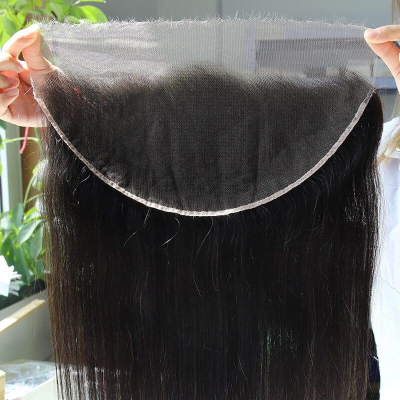 13x6 Skinlike Real HD Lace Frontal Straight  0.14mm Ultra Thin Invisible Lace Pre-plucked Clean Natural Hairline Skin Melt Swiss Lace Frontal Piece Natural Black  12-22 inch