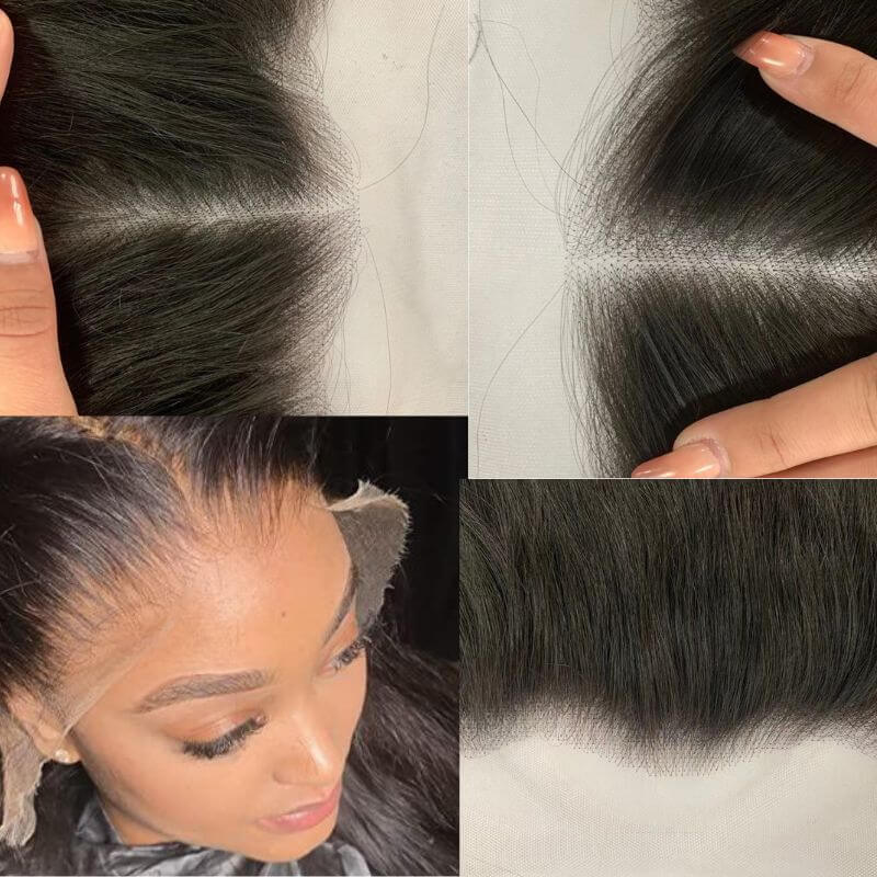 13x6 Skinlike Real HD Lace Frontal Straight  0.14mm Ultra Thin Invisible Lace Pre-plucked Clean Natural Hairline Skin Melt Swiss Lace Frontal Piece Natural Black  12-22 inch