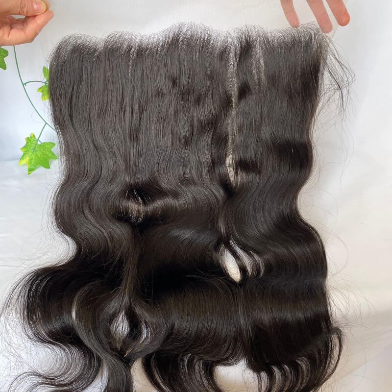 13X6 HD Transparent Lace Frontal Closure Human Hair Indian Virgin Hair Body Wave Natural Color Density 130% In Stock