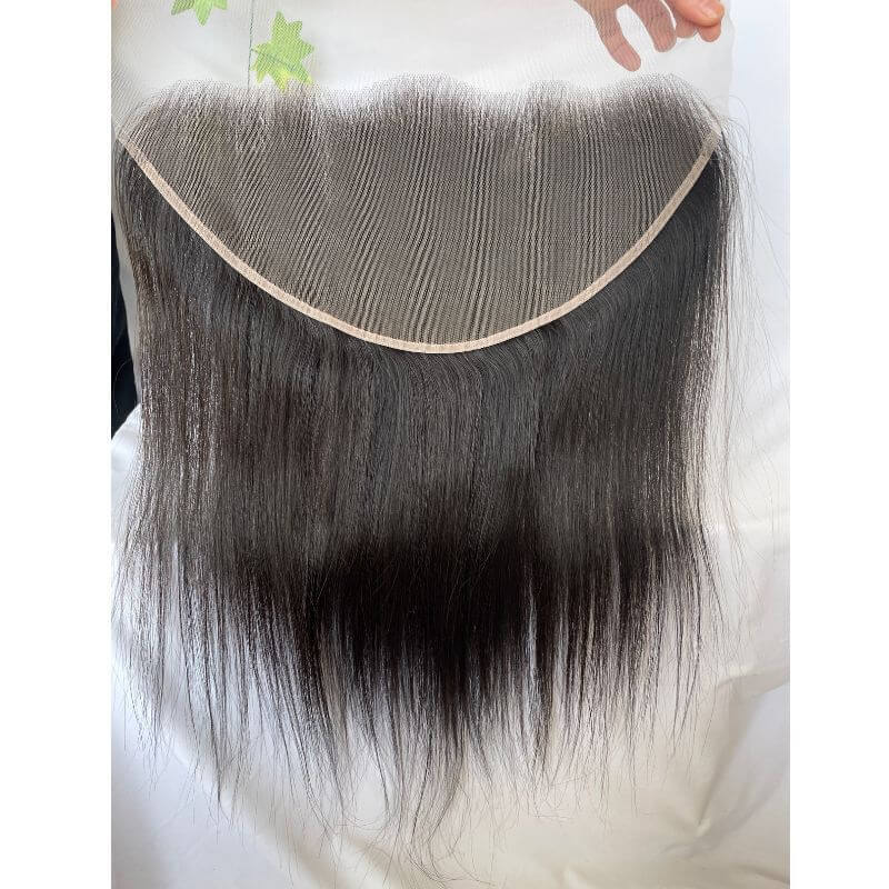 13X6 HD Transparent Lace Frontal Closure Human Hair Indian Virgin Hair Straight Natural Color Density 130% In Stock