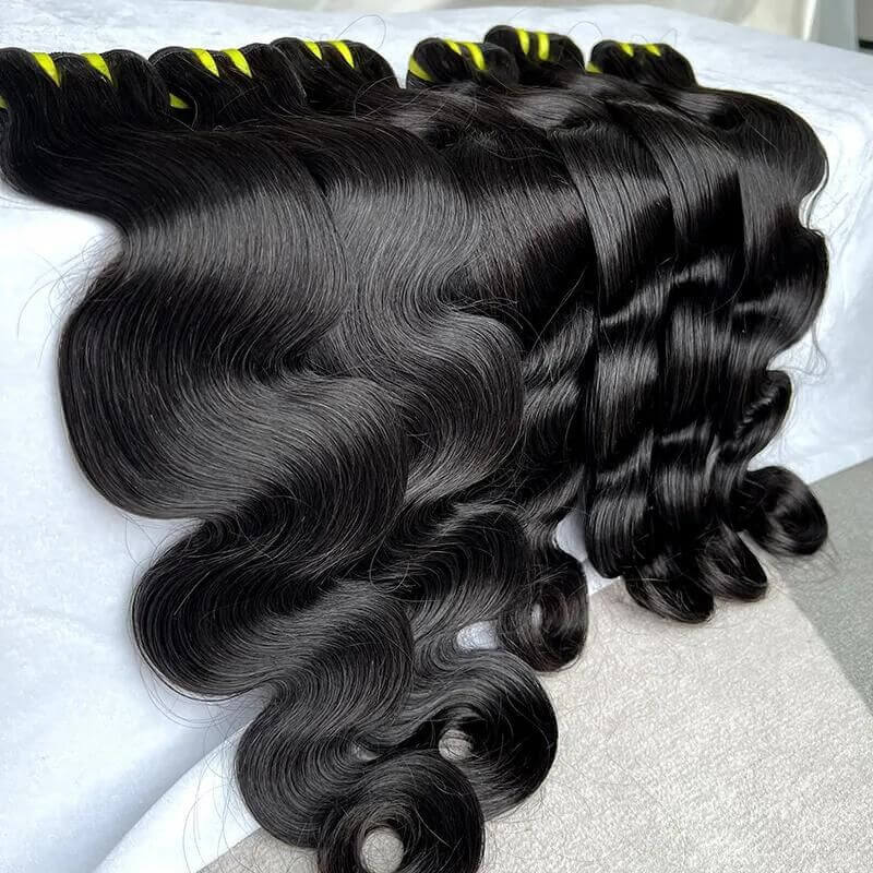 Body Wave 12A Grade Raw Double Drawn Indian Virgin Human Hair Bundles Sew in Extensions Natural Black Double Weft 100% Natural Cuticle Aligned Unprocessed Hair