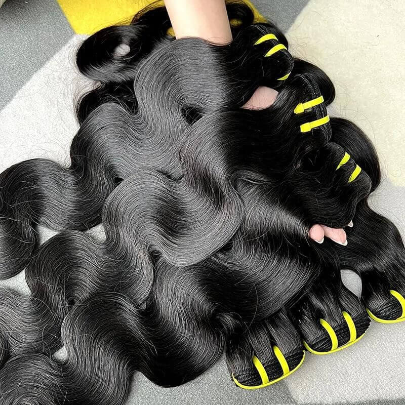 Body Wave 12A Grade Raw Double Drawn Indian Virgin Human Hair Bundles Sew in Extensions Natural Black Double Weft 100% Natural Cuticle Aligned Unprocessed Hair